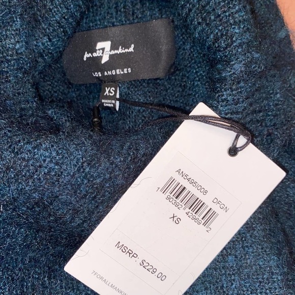 7 for all mankind Extra Small Dark Green Turtleneck Mohair Wool - Picture 6 of 6
